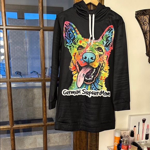 unbranded Tops - Colorful German Shepherd Print Black Hoodie